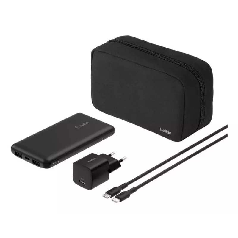 Belkin BoostCharge – Powerbank su integruotu maitinimo adapteriu, 10000 mAh, PD, 3 išėjimai (24 kontaktų USB-C, 2 x USB-A)
