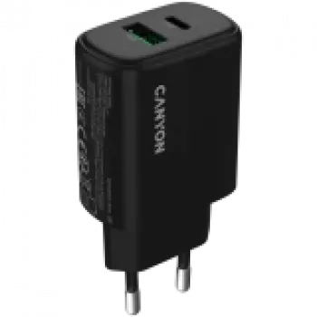 CANYON OnCharge 250 25W 1xPD 1xQC EU juodas įkroviklis