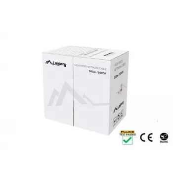 Tinklo kabelis LANBERG LCU5-12CU-0305-S U/UTP Cat5e 305 m, 24 AWG, pilkas, PVC apvalkalas
