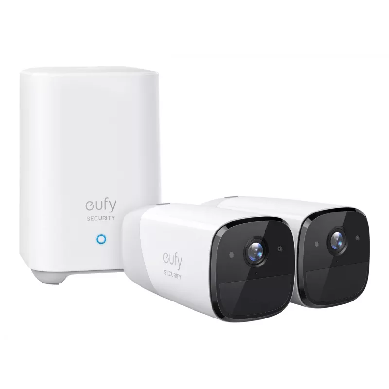 Eufy Security eufyCam 2 Pro belaidė namų apsaugos kamerų sistema, 365 dienų baterijos veikimas, HomeKit suderinamumas, 2K raiška, IP67 atspari oro sąlygoms, naktinis matymas, 2 kamerų rinkinys, be mėnesinio mokesčio
