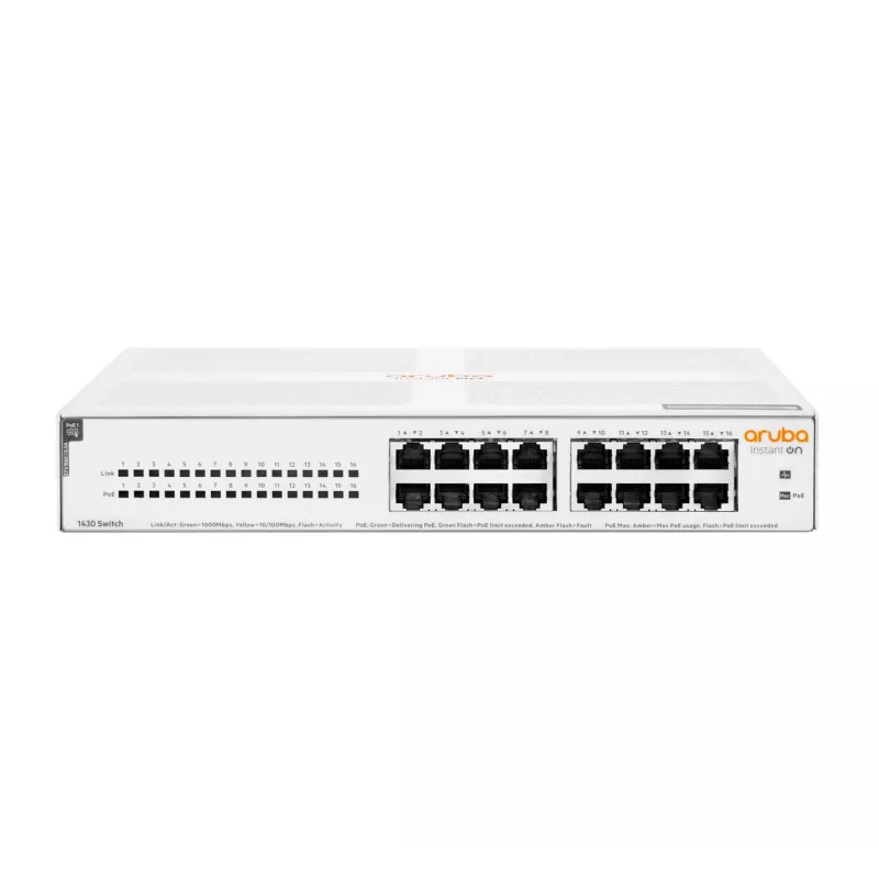 HPE Aruba Networking Aruba Instant On 1430 16G Class4 PoE 124W nevaldomas L2 Gigabit Ethernet jungiklis 1U baltas