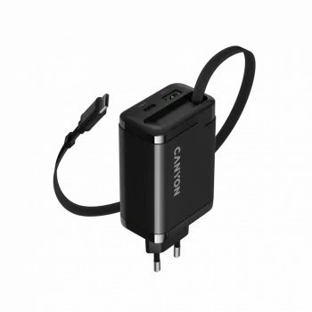 CANYON OnCharge 65RC 65W PD QC EU kištukas, juodas