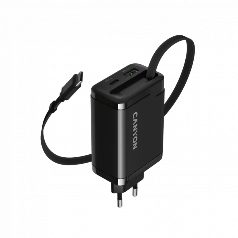 CANYON OnCharge 65RC 65W PD QC EU kištukas, juodas