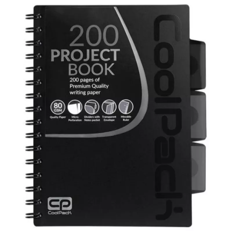 Spiralinis užrašų bloknotas A5 Coolpack juodas