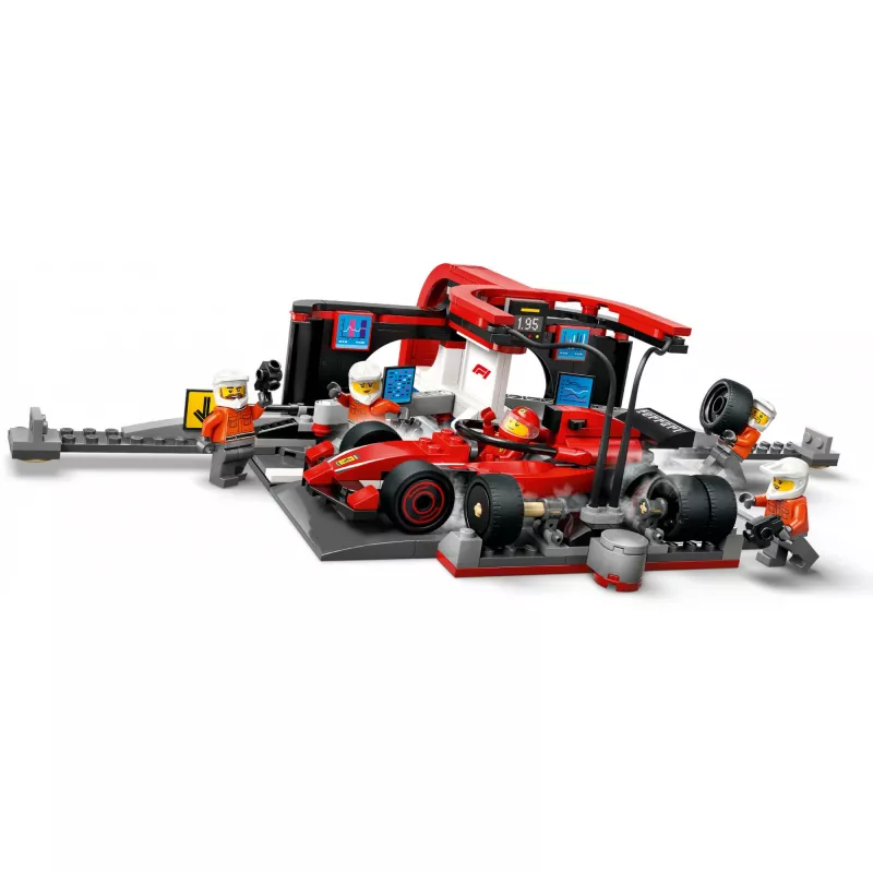 LEGO City F1 Pit Stop rinkinys 60443 – Ferrari F1 automobilis, 322 detalės, 5 minifigūrėlės, nuo 6 metų