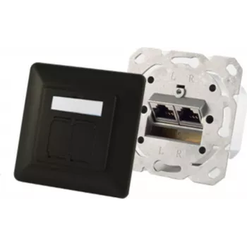 Sieninis lizdas 2 x RJ-45 ShiverPeaks S/CONN 74280-S — Cat6a, 500 MHz, metalinis korpusas, juodas