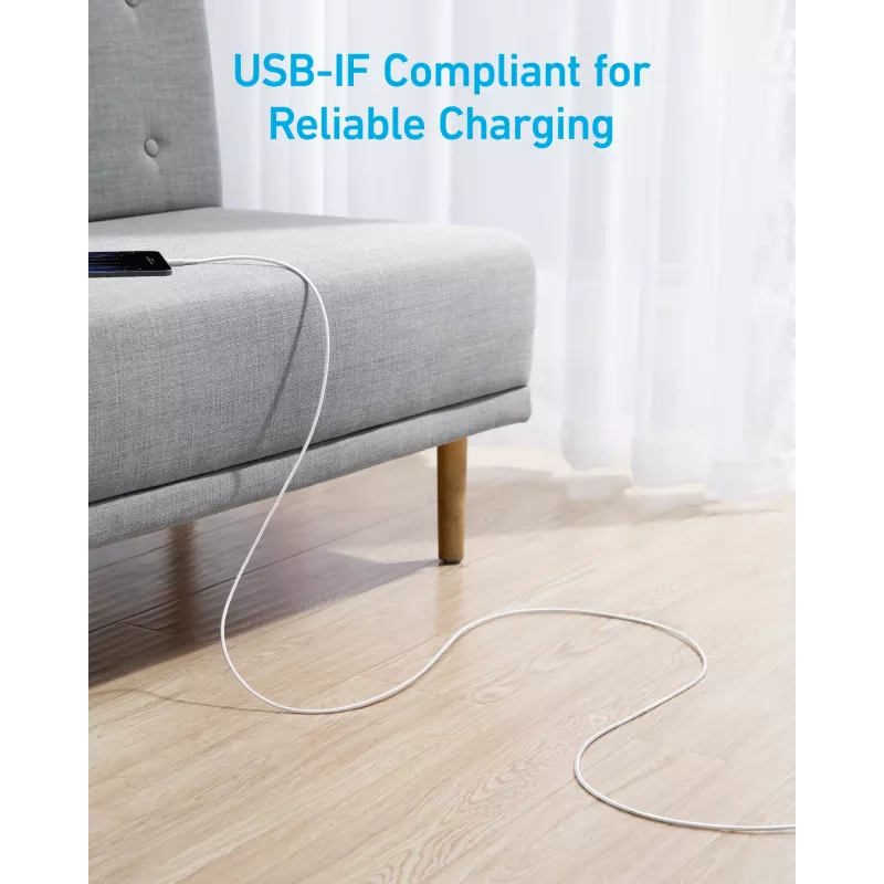 USB A į USB C laidas Anker A81H5G21 — 0,9 m, baltas
