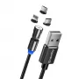 3-in-1 įkrovimo laidas ColorWay CW-CBUU037-BK — Lightning, Micro-USB, USB-C, 1 m, 2,4 A