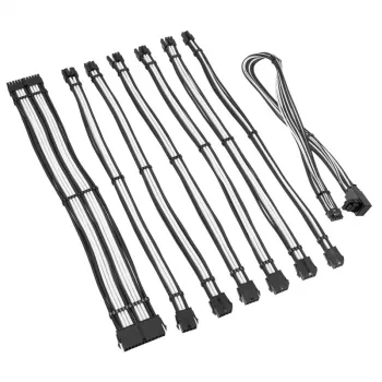 Prailginimo rinkinys Kolink Core Pro COREPRO-EK-12VT1-BWH – 12V pagrindinei plokštei / GPU 2x6 kontaktu, juodai balta spalva