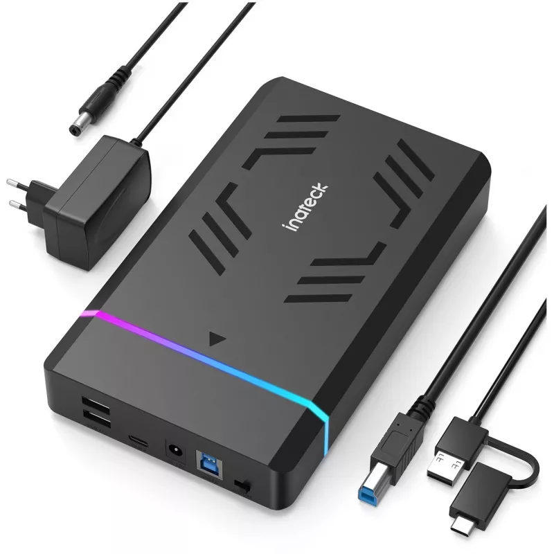 Inateck FE3003 RGB juodas HDD/SSD diskų korpusas 2.5/3.5" SATA diskams, USB 3.0