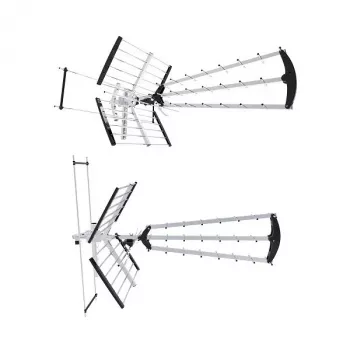 LIBOX LB2000 lauko/vidaus DVB-T antenna su 69 dB stiprintuvu, dviguba poliarizacija, 174–790 MHz, aliuminis/juoda