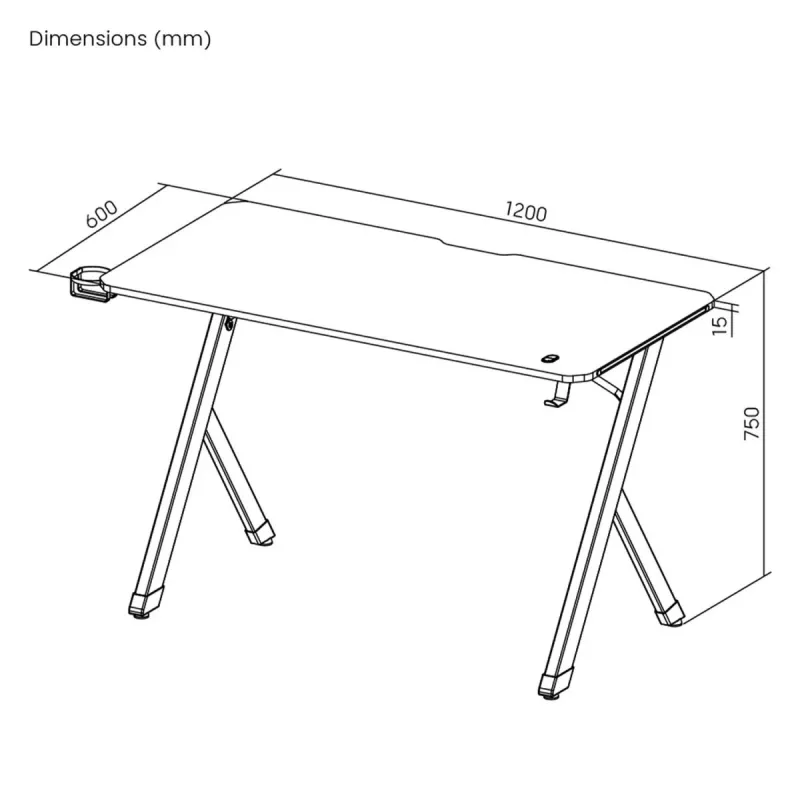 NanoRS RS102 žaidimų stalas su LED apšvietimu 120x60 cm