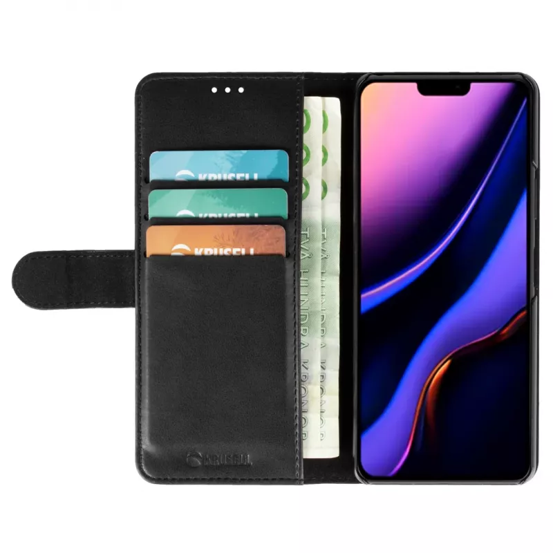Krusell dėklas-piniginė Apple iPhone 12 Pro Max juoda, odinė užlenkiama