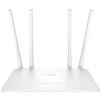 Stalininis maršrutizatorius Cudy WR1200 dviejų juostų Wi‑Fi 5 (802.11ac) 867 Mbit/s, 4x RJ‑45 LAN, baltas