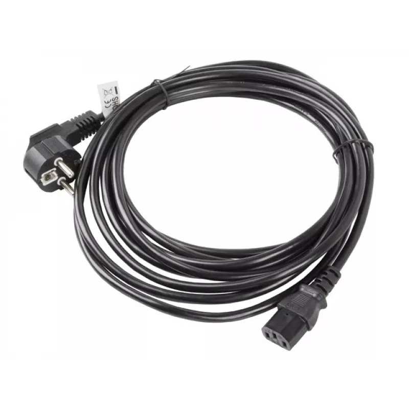 Maitinimo laidas LANBERG CA-C13C-11CC-0050-BK — 5 m, C13 kištukas į CEE7/7, kampuotas C13