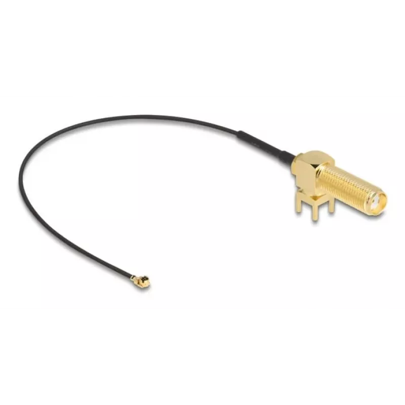 DeLOCK antenos laidas SMA 90° PCB mova koaksialinis 0,15 m I-PEX MHF1 juodas auksinis