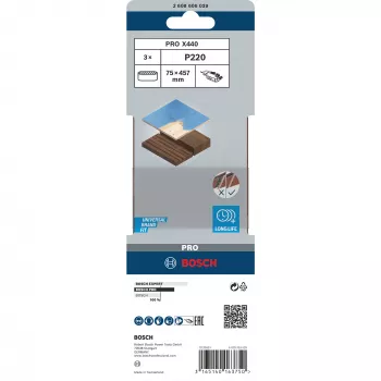 Šlifavimo juosta medžiui Best for Wood 3 vnt grūdėtumas 220 75 mm x 457 mm