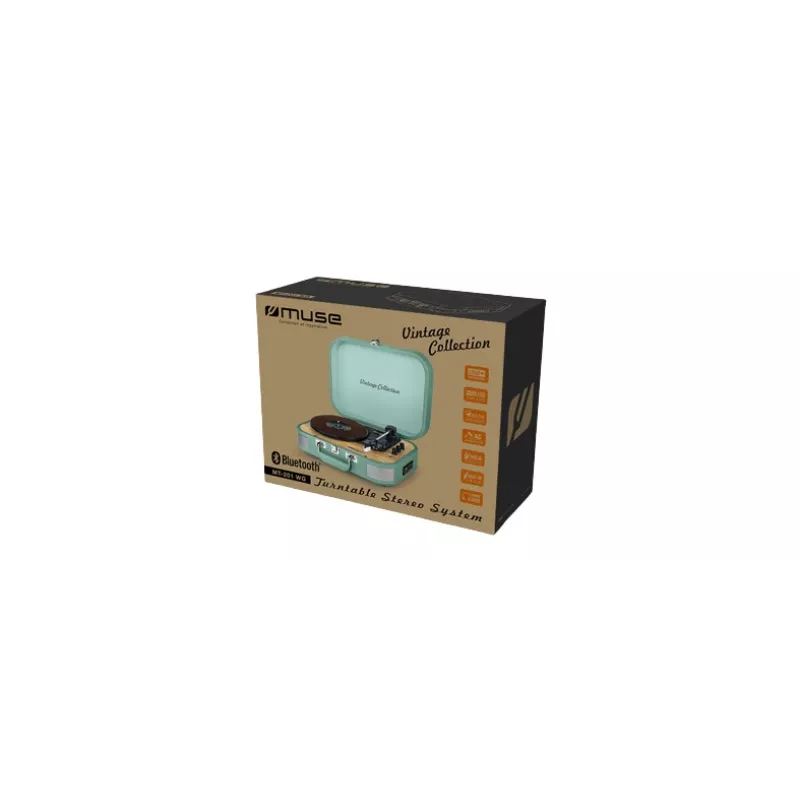 Muse Vintage Collection MT-201 WG skaitmeninis grotuvas su plokštelių grotuvu, Bluetooth imtuvu ir 10W galia