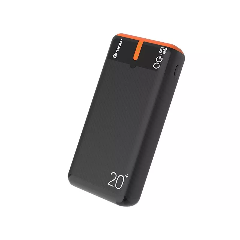 Nešiojamas įkroviklis TRACER EnerGen 20000 mAh, Power Delivery 20W, USB-C įėjimas, 2×USB-A išėjimai, 3 įrenginių palaikymas, oranžinė