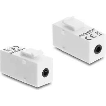Keystone modulis DELOCK stereo lizdas moteriškas 3.5 mm 4 kontaktų į stereo lizdą moterišką 3.5 mm 4 kontaktų baltas