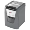Popieriaus smulkintuvas REXEL Optimum AutoFeed+ 100X — automatinis 100 lapų, kryžminis pjovimas 4 x 28 mm, 34 L krepšelis, aliuminis