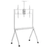 Grindinis TV stovas MACLEAN MC-114 W ekranams nuo 55 iki 100 colių, baltas, VESA iki 900x600, max apkrova 120 kg, aukštis 115–152 cm, lentyna