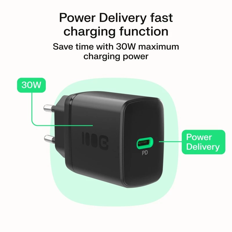 Green Cell PowerSource Solo30 30W Juodas – USB-C vieno prievado įkroviklis