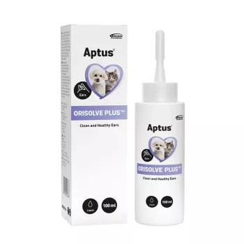 APTUS Orisolve Plus ausų valymo tirpalas šunims ir katėms – 100 ml