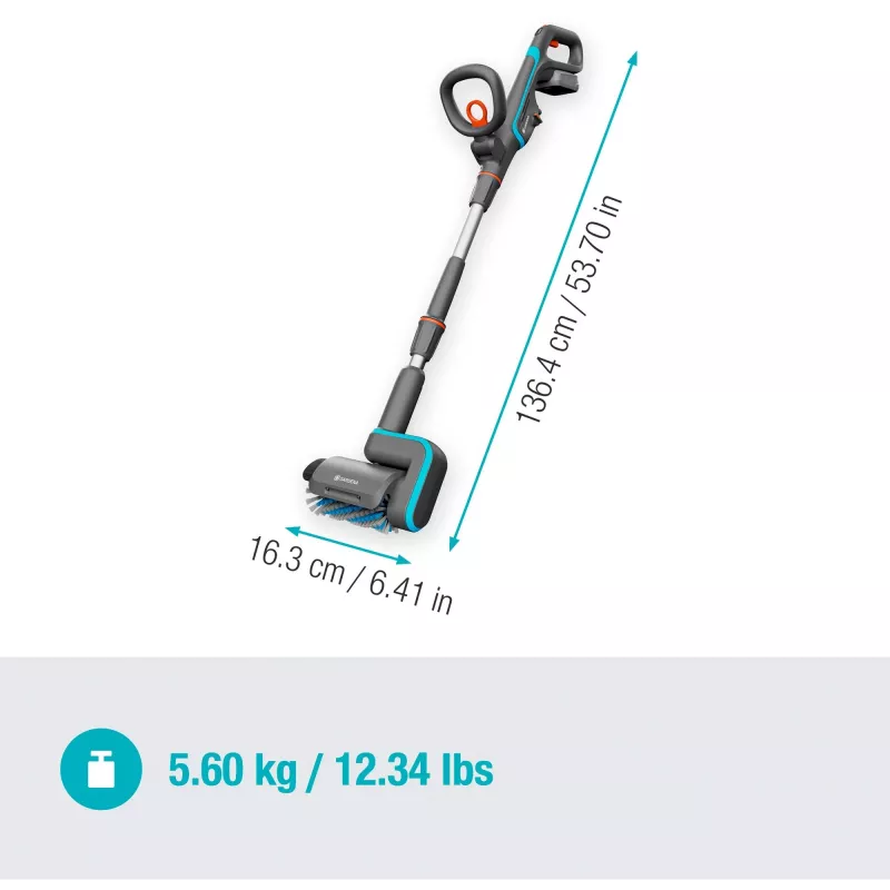 Akumuliatorinis šluotvarkis AquaBrush Universal 18V P4A, kietų grindų valiklis Pilka/turquoise, Li-Ion akumuliatorius 2,5Ah P4A, POWER FOR ALL ALLIANCE