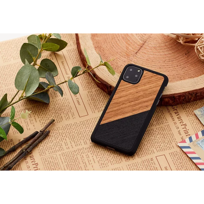 Dėklas iš medžio iPhone 11 Pro, man and wood, western black