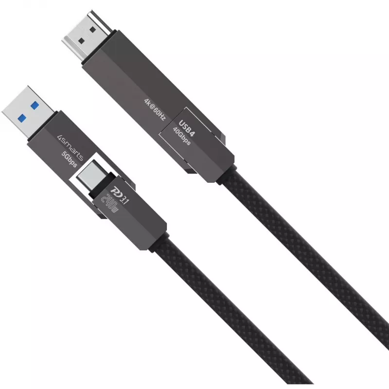 USB4–HDMI laidas 4smarts ComboCord 240W 1,5 m