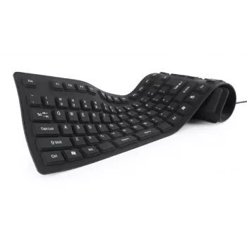 Gembird KB-109F-B Silikoninė klaviatūra USB+PS/2 juoda