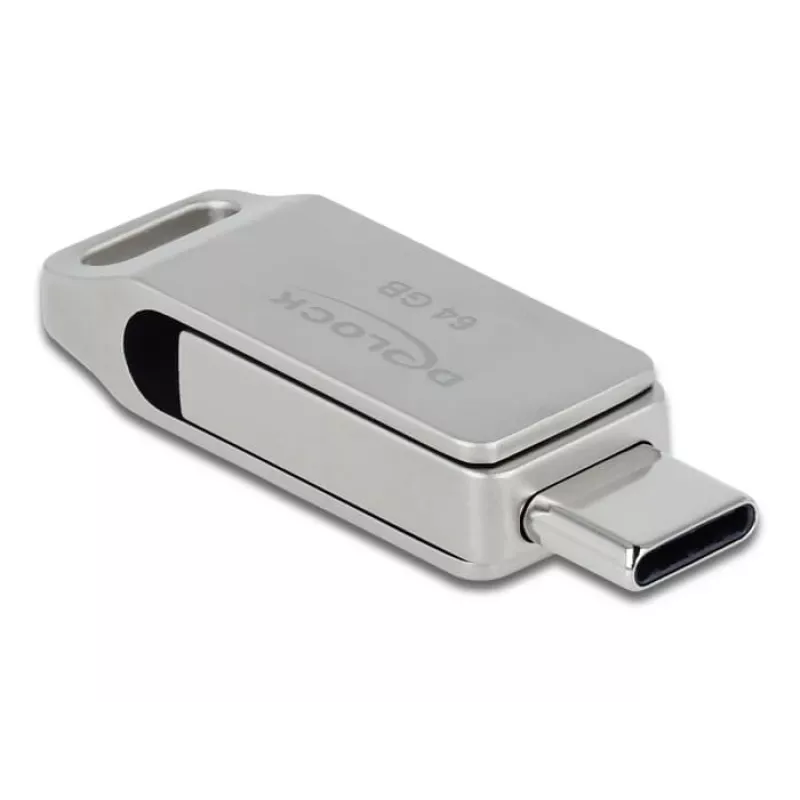 USB atmintukas DeLOCK 64GB USB-C / Type-A sukamas metalinis korpusas