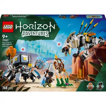 LEGO rinkinys Horizon Adventures 77037 – Aloy ir Varl prieš Šarvojėją ir Dantytį, 768 dalių, 2 minifigūrėlės
