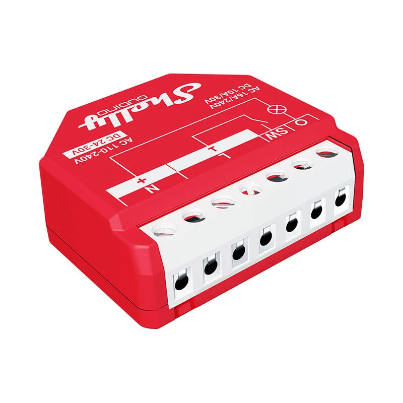 Išmanusis jungiklis Shelly W 1PM Plastic 16A 110–240V, Z‑Wave, 868,4 MHz, raudonas, 42×37×16 mm