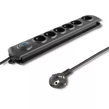 Qoltec 50172 apsauginis filtras nuo viršįtampių, 6 kištukiniai lizdai, 230 V, 5 m, juodas