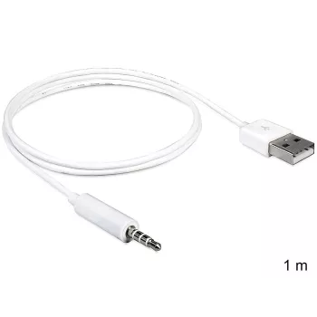 Laidas DeLOCK 83182 USB į stereo lizdą MP3/MP4 grotuvams, 1 m, baltas
