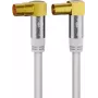 Goobay TV antenos laidas (135 dB tipas), 4x ekranuotas, 10 m, baltas – auksuotas, Koax lizdas 90° > Koax kištukas 90° (70450)