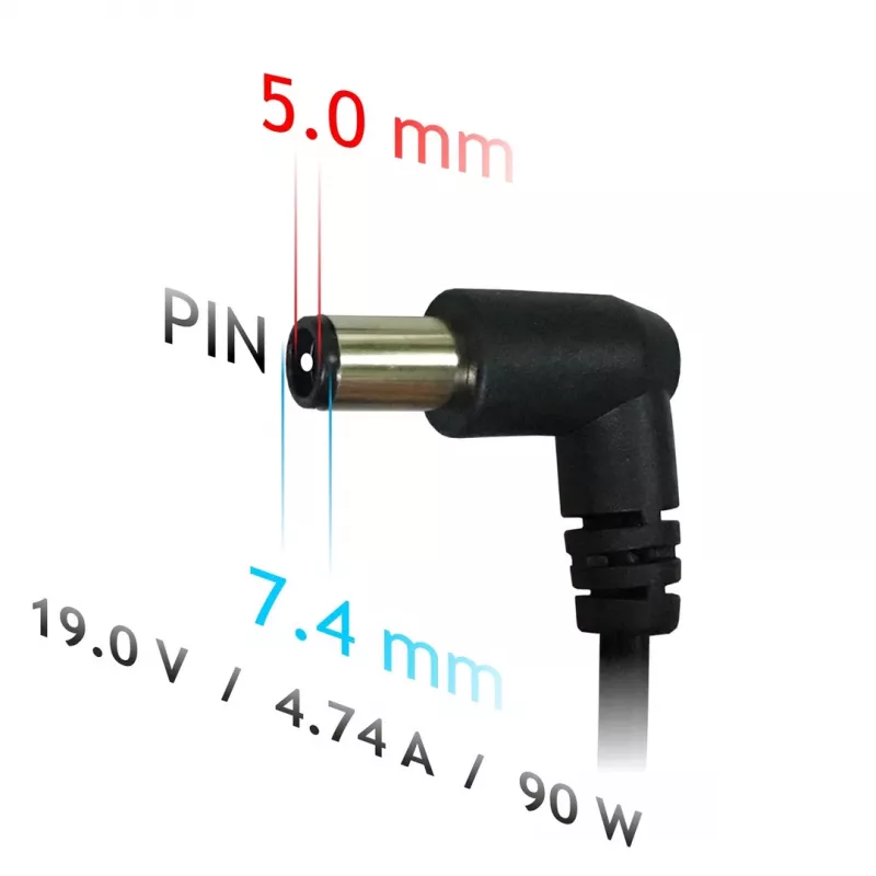 Akyga AK-ND-04 nešiojamojo kompiuterio maitinimo adapteris 19 V / 4,74 A, 90 W, 7,4 x 5,0 mm kištukas su kaiščiu, skirtas HP