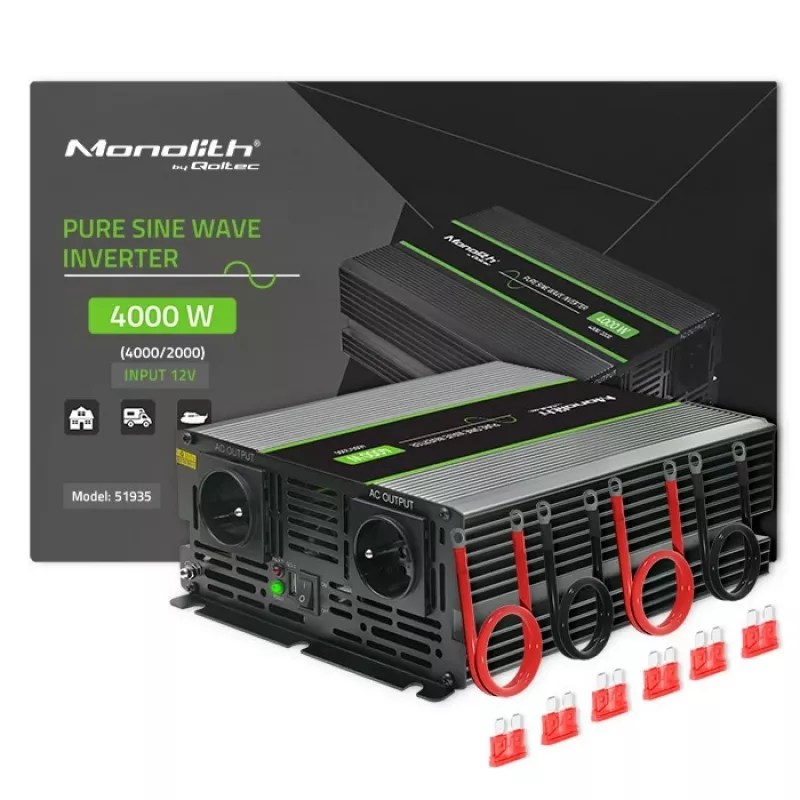Qoltec Monolith automobilinis keitiklis 4000 W juodas