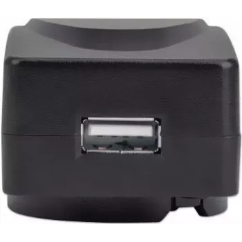 Manhattan USB sieninis įkroviklis su keičiamais UK/EU/USA adapteriais, juodas