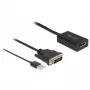 Delock adapterio laidas DVI-D, USB (tik maitinimas) (M) į DisplayPort (M) - DisplayPort 1.2 - 50 cm - Palaiko 4K 30 Hz - Juoda (63189)