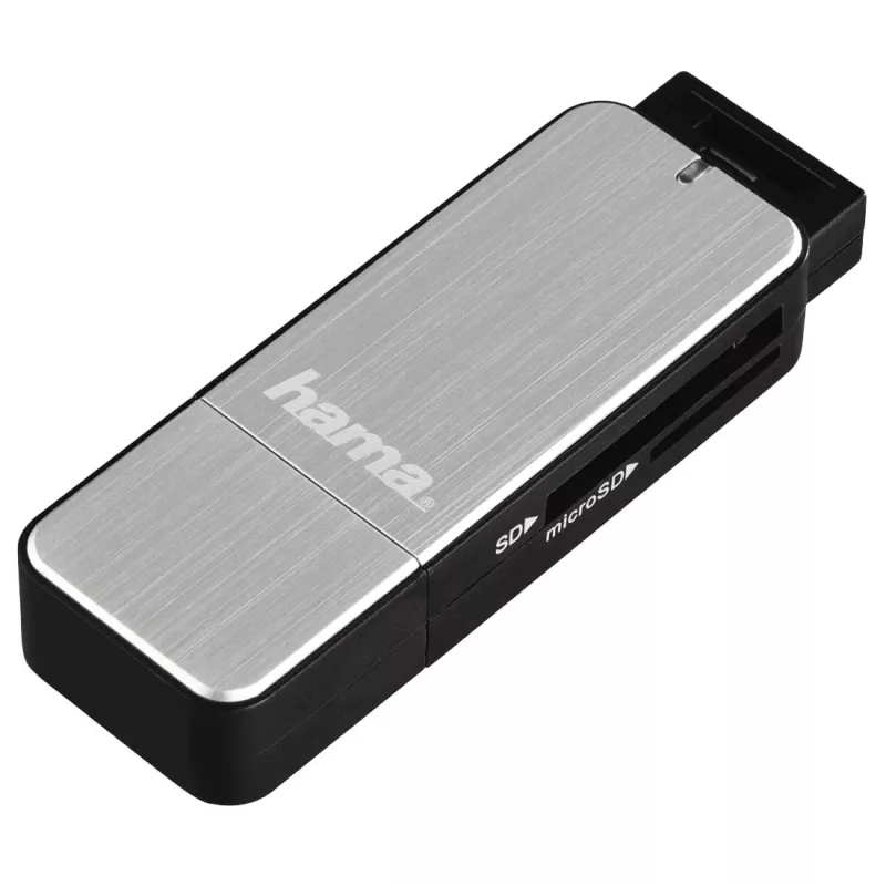 Kortelių skaitytuvas Hama 123900 USB 3.2 Gen 1, juodas, sidabrinis