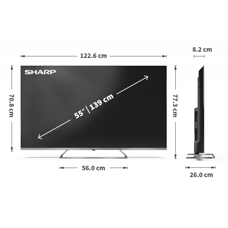 Sharp 4K Ultra HD QLED MiniLED televizorius | 55JP7265E | 55 colio | Google TV | UHD