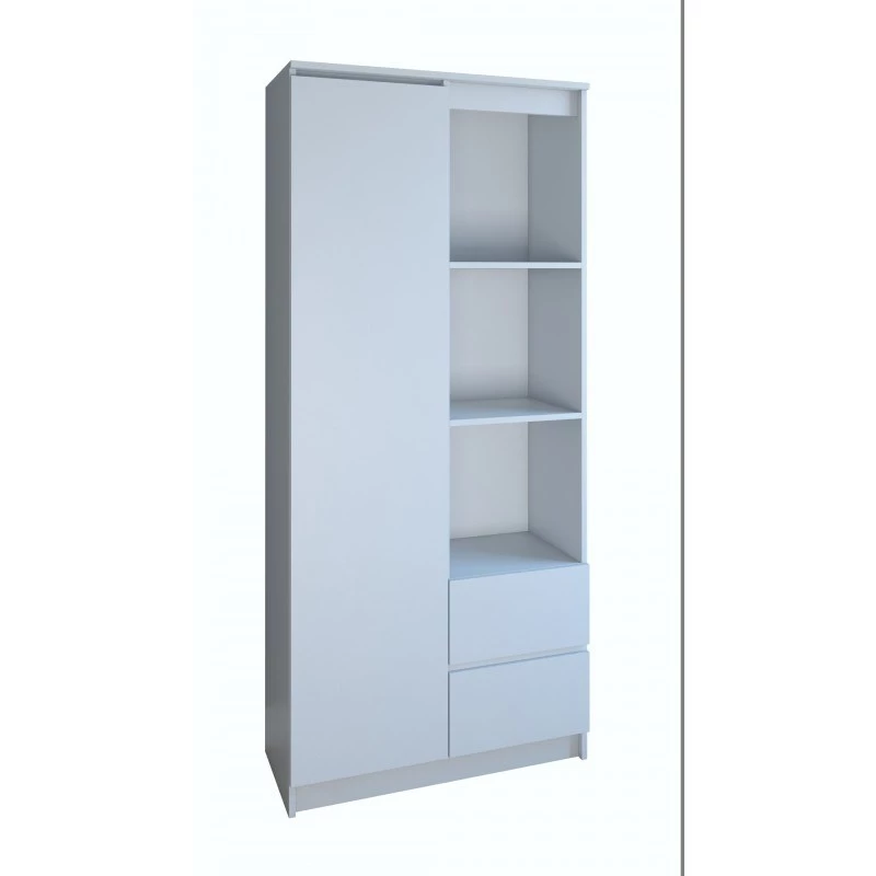 Biuro knygų lentyna Top e Shop RS-80 BILY BIEL, balta medžio drožlių plokštė, 7 lentynos, 800×350×1800 mm