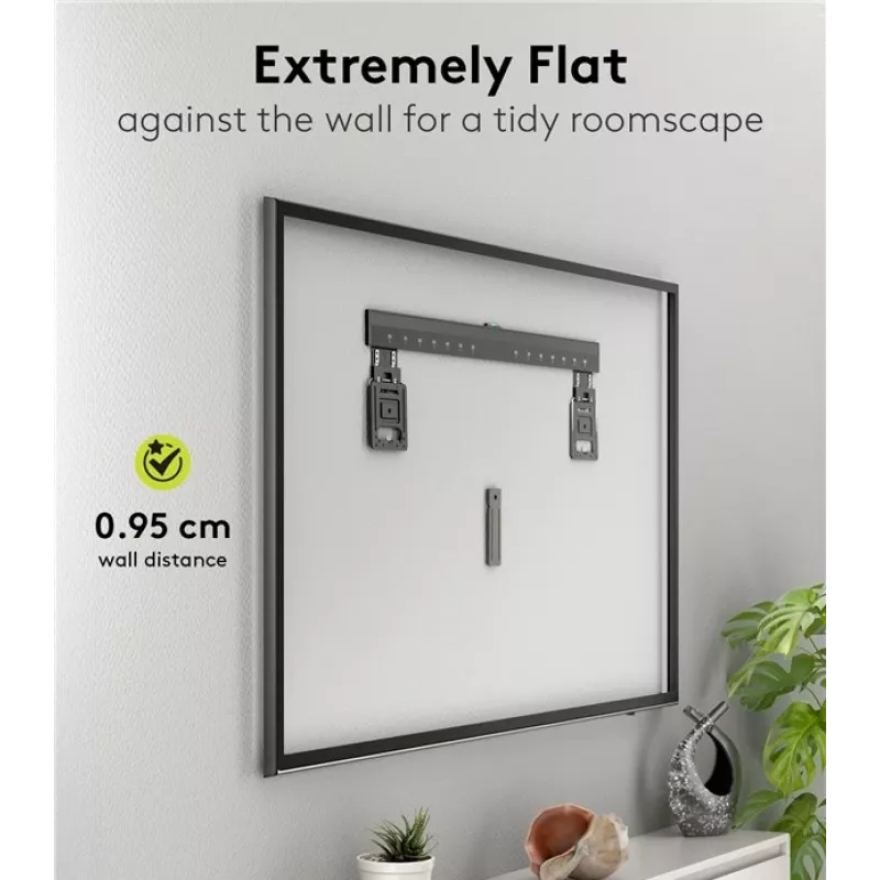 Fiksuotas TV sieninis laikiklis WENTRONIC Goobay Ultraslim 70822 XL juodas plokščiaekraniams