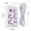 Ilgintuvas MACLEAN MCE392 W – 4 kištukiniai lizdai, 3×USB-A, 110–240V, 2.1A, 2500W, 1,5 m laidas, baltas