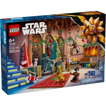 Statybinis žaislas LEGO Star Wars Advent Calendar 2025 – rinkinys 75418, sezoninės pastatomos minifigūrėlės ir modeliai