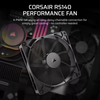 Ventiliatorius Corsair RS140 14 cm juodas 330-1700 RPM 0,11-3,46 mmH2O