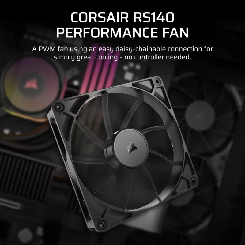 Ventiliatorius Corsair RS140 14 cm juodas 330-1700 RPM 0,11-3,46 mmH2O